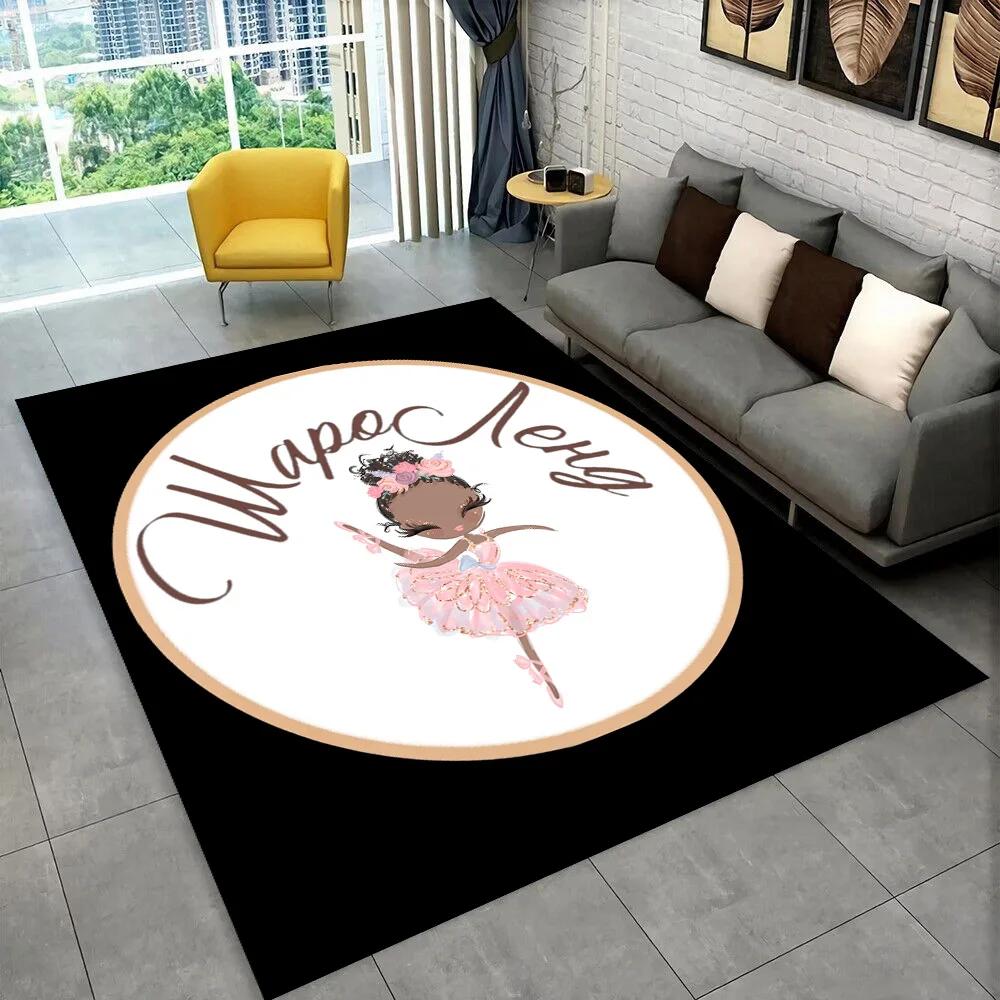 Cute Ballet Girl Ballerina Cartoon Area Rug,Carpet for Home Living Room Bedroom Sofa Doormat Decor,kids Play Non-slip Floor Mat