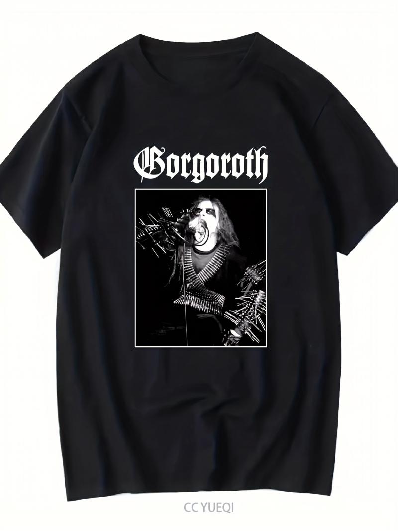 Unisexs Gothic Metal Band Pattern Tshirt Retro Black Tshirt with Bold Gothic Text and Band Logo S