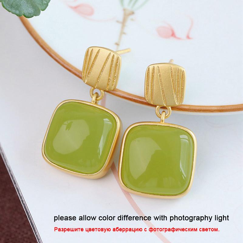 

Avocado Green Color Square Dangle Earrings for Women Uneven Gold Color Metal Top Sweet Female Hanging Earrings Cute Ear Decor