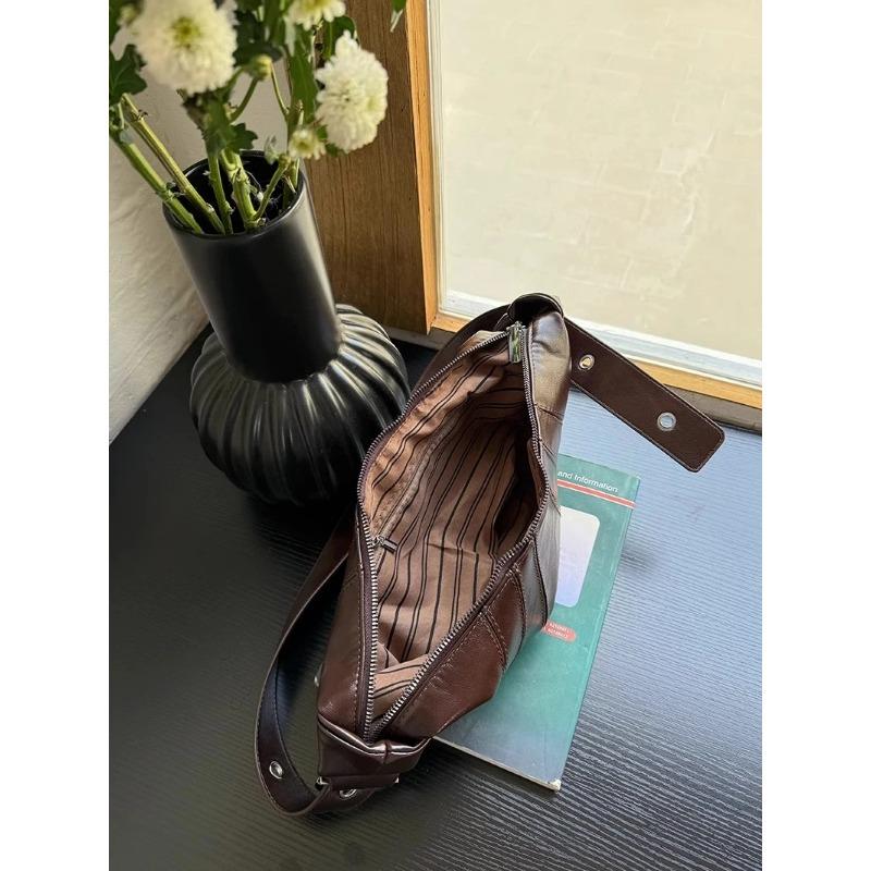 Retro Szeroki Pasek Damska Torba Pod Pachę Skóra PU Damskie Hobo Torby na Ramię Jednolity Kolor Croissant Torba na Ramię Jesień Zima