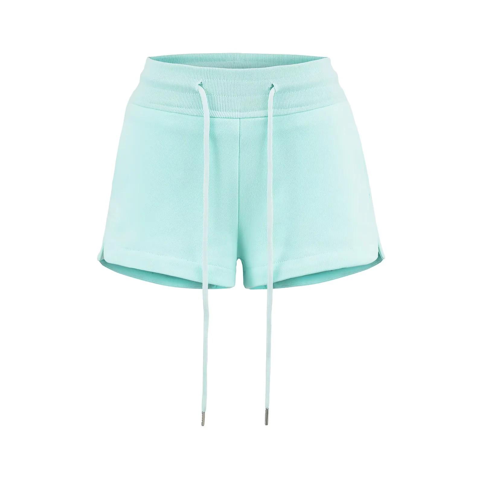 

2024 Women s American-Style Low Waist Elastic Sports Shorts, Hem-Split, Loose Wide-Leg Trend Medium светло-синий