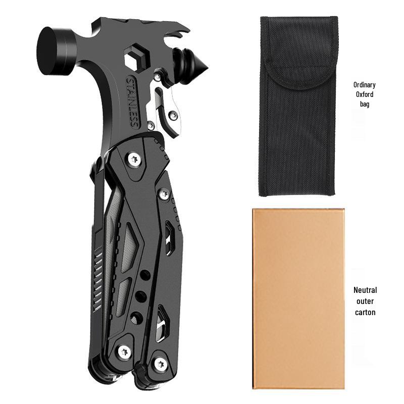 Multifunctional Outdoor Tool: Pliers, Hammer, Folding Knife, Vehicle Window Breaker