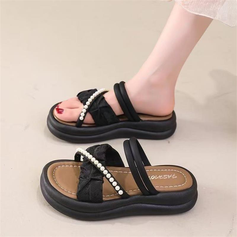 Nationalstil Zwei-Wege-Slipper Damen 2025 neu Sommer dicksohlige rutschfeste Sandalen für draußen weichsohlige mit Röcken Römersandalen