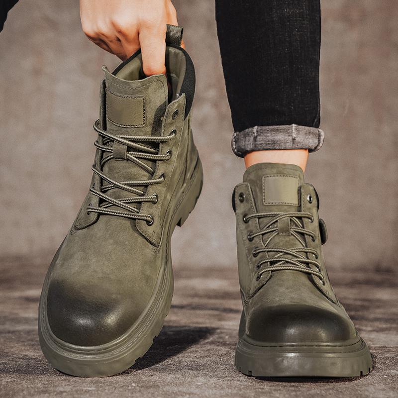 Fashion Casual Men's Short Boots Fashionable and Versatile Design Style Outdoor Motorcycle Street Walking Daily Office Quality Shoes Hot