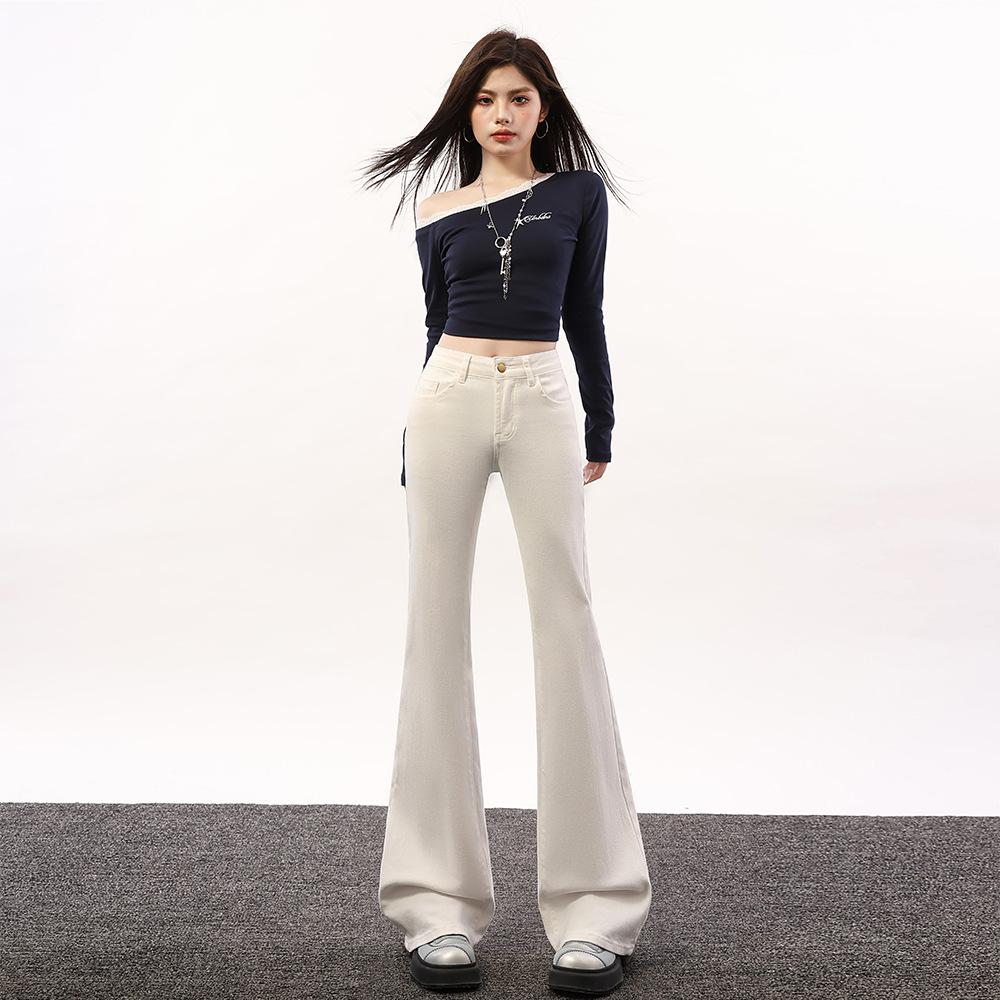 Glacier Blue Low-rise Slightly Pulled Jeans Women's Spring New Non-stick Leg Foundation Thin Versatile Floor-mopping Trousers