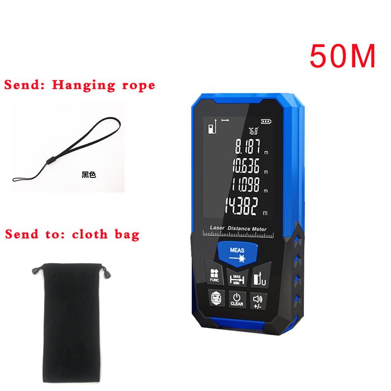 Laser Rangefinder Tape Measure Tool Distance Meter With Angle Function Bicolor Soft Adhesive  Measuring Distance 50/100 M