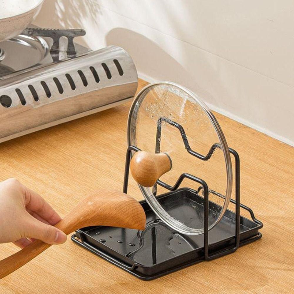 Lightweight Pot Lid Storage Rack Iron Shovel Spoon Rest Multifunctional Pan Pot Lid Holder  Cabinet