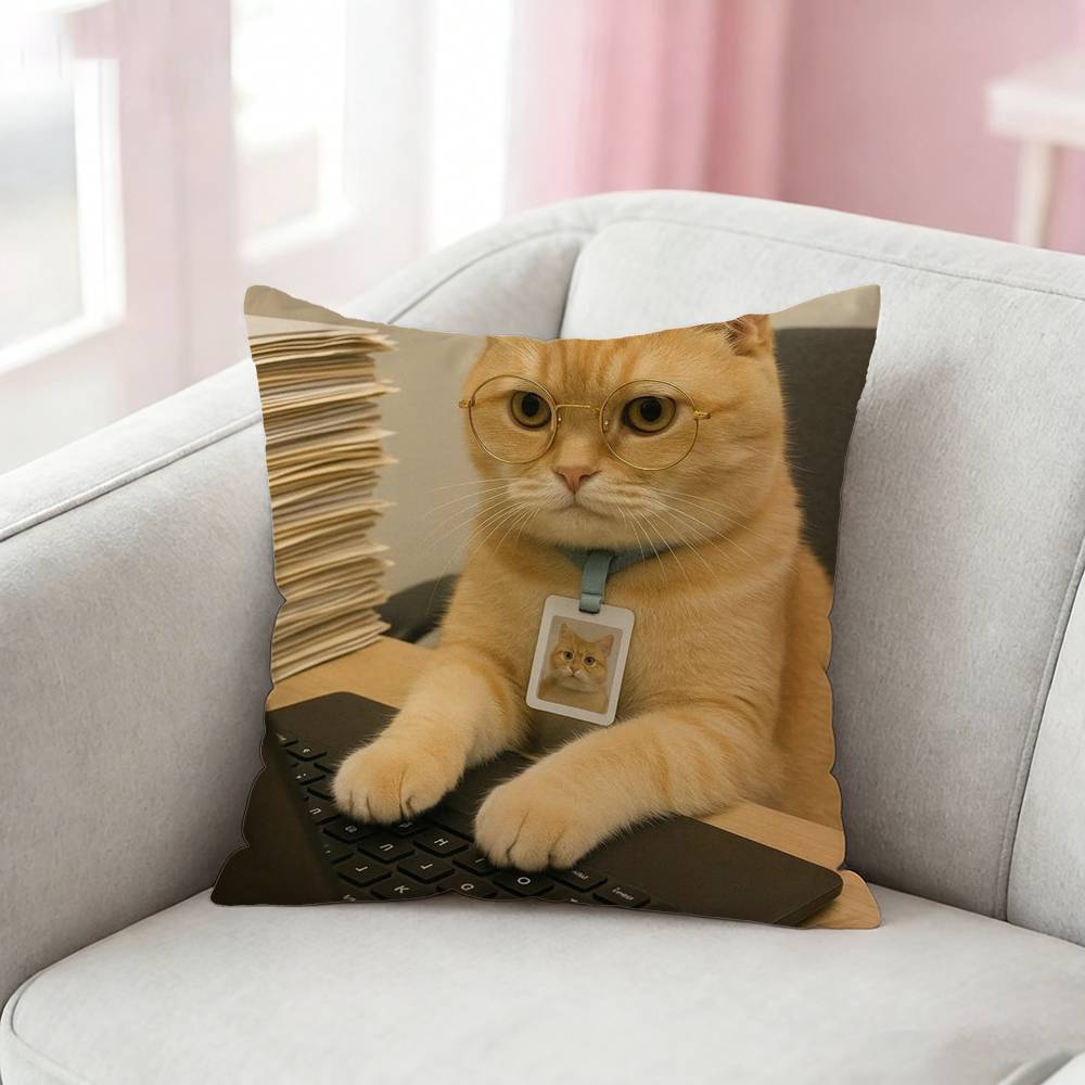 

Funny cute office cat Pillow Case Pattern Printed Pillowcase For Living Room Sofa Cushion Cover 30x30cm