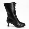 Women Pointed Toe Lace Spike Heels Punk Med Heels Boots Shoes