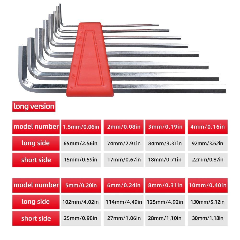 8PCS L-Shape Allen Wrench Set Metric & Inch Hex Keys Compact Repair Tools for Home And Workshop