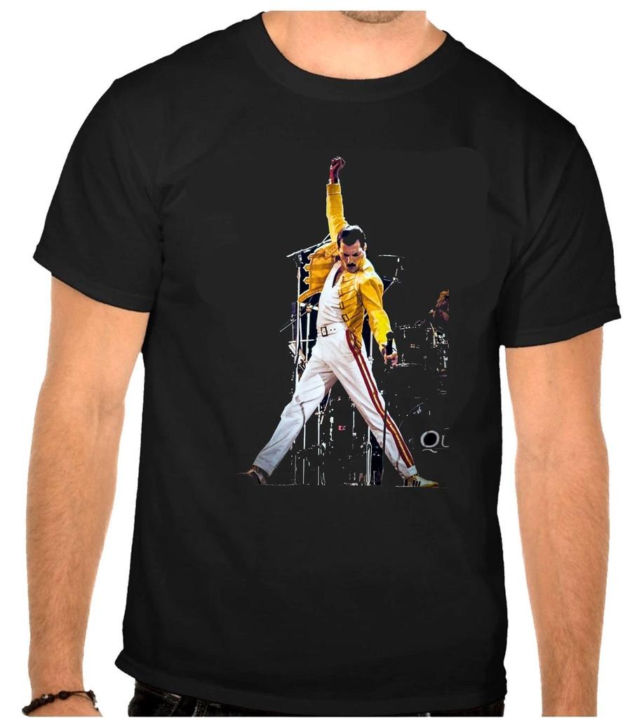 QUEEN FREDDIE MERCURY Logo Rockové Hudby Černé Tričko -1377-