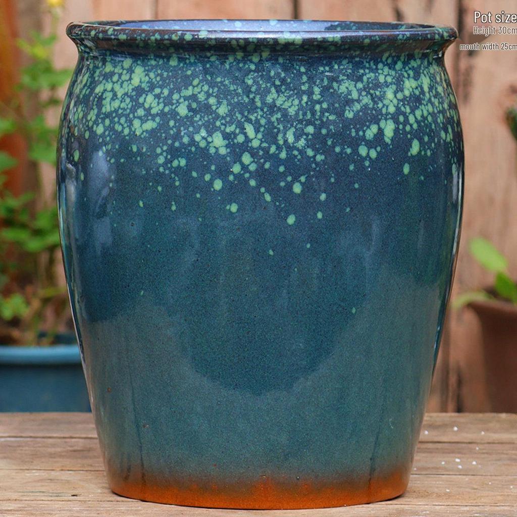 Large Vintage Ceramic Flower Pot for Indoor/Outdoor Plants - Breathable Tall Wide-Mouth Design for Bougainvillea & Succulents