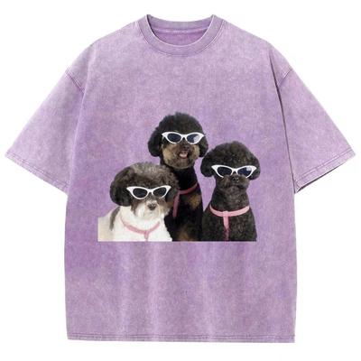 Fajne T-shirty z misiem dla psa Unisex Prane T-shirty Męskie Damskie Modne Casualowe T-shirty z krótkim rękawem Bawełniane Oversizowe T-shirty