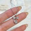 925 Sterling Silver Rose Bow Necklace , Sweet Romantic Princess Style Delicate Collarbone Chain for Women
