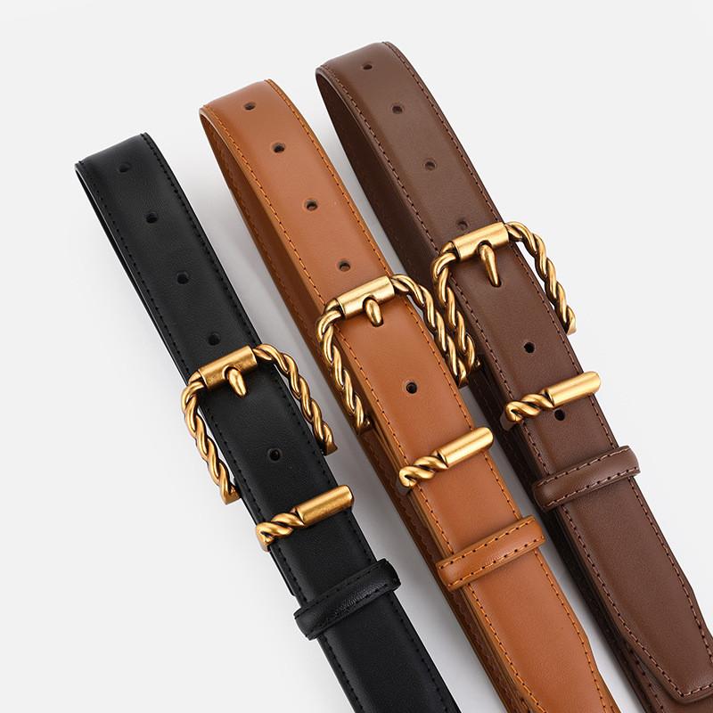 Womens Fashion Leather Belt With Alloy Pin Buckle For Jeans And Dress Attire