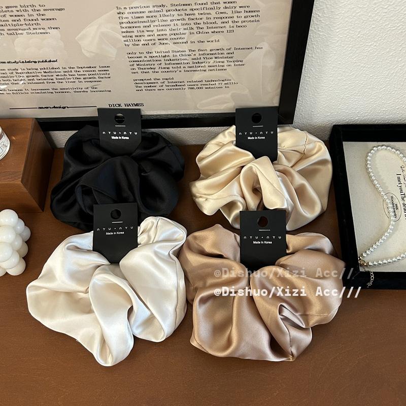Korea Einfarbiger übergroßer Scrunchie für Mädchen Seiden-Haargummis Frauen elastische Satin-Haargummis gigantes pinke Scrunchies donna