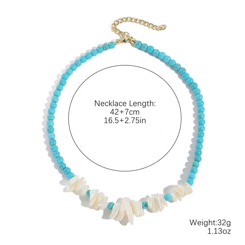 Turquoise Stone Beaded Necklace With Water Drop Pendant Blue Green Beads Layered Look Daily Jewelry For Women Casual Commuter Style 41-50 Cm