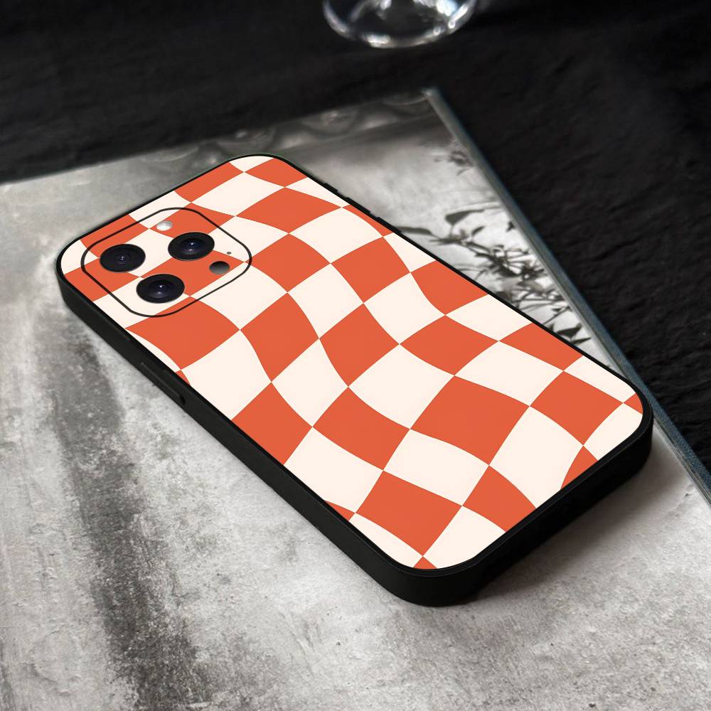 Checkerboard Phone Case Black Silicone Soft Shell For IPhone 17 16 15 14 13 12 11 Air Pro Max Plus Hot Sale