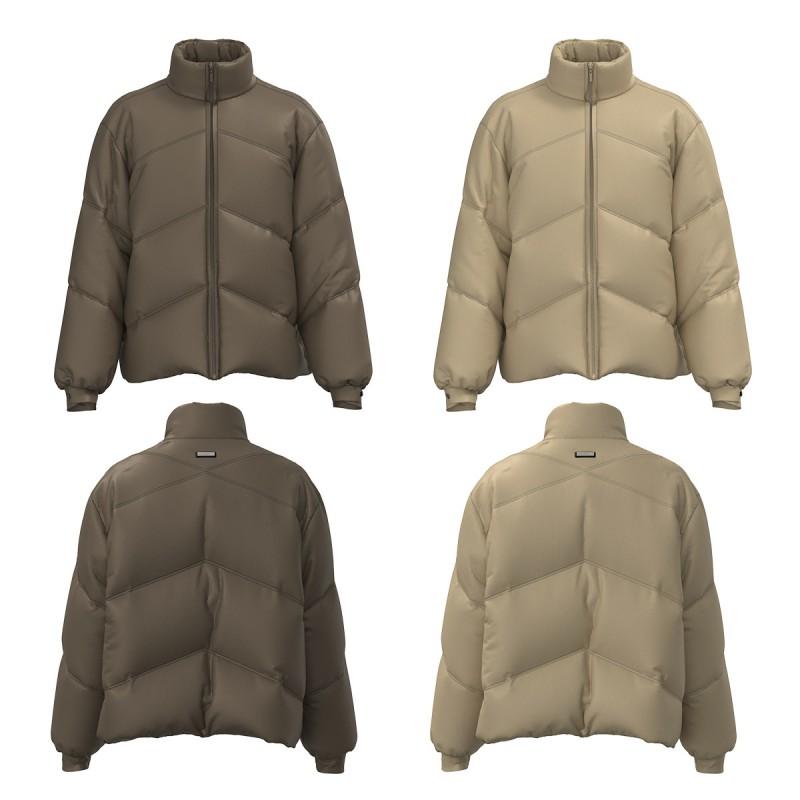 Mens Oversized Cotton Puffer Jacket Stand Collar Zip Front Solid Color Streetwear Winter Coat