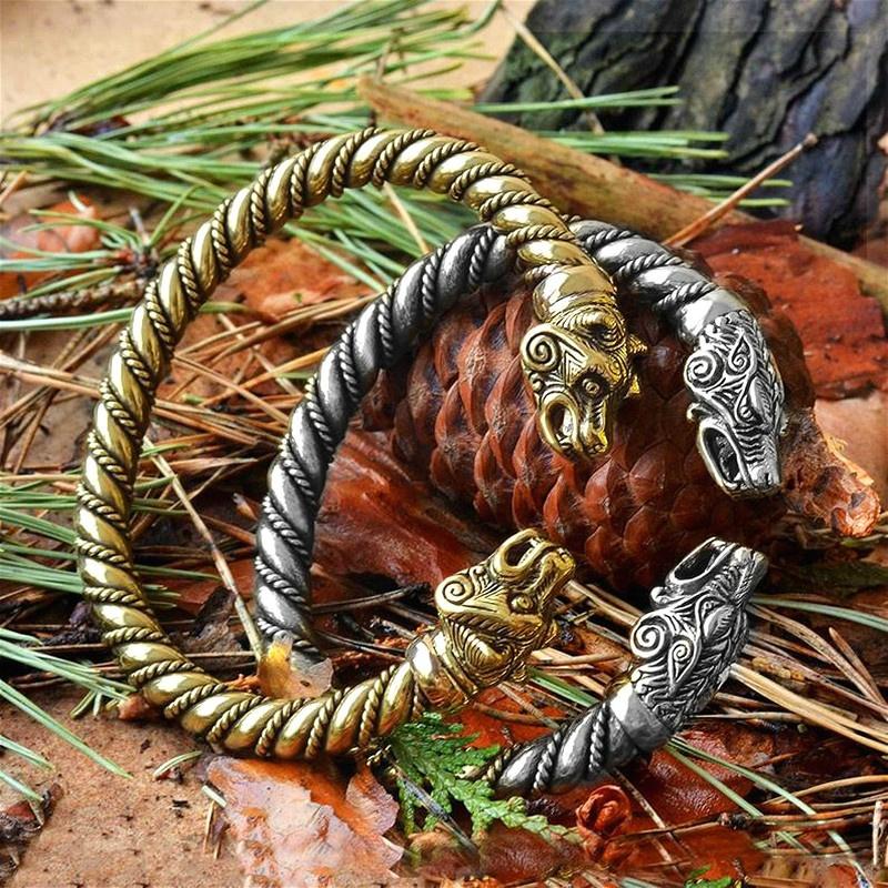 Vintage Man Viking Viking Faucet Bracelet Punk Man Pagan Apprentice Bracelet Party Talisman Jewelry Gift серебряный