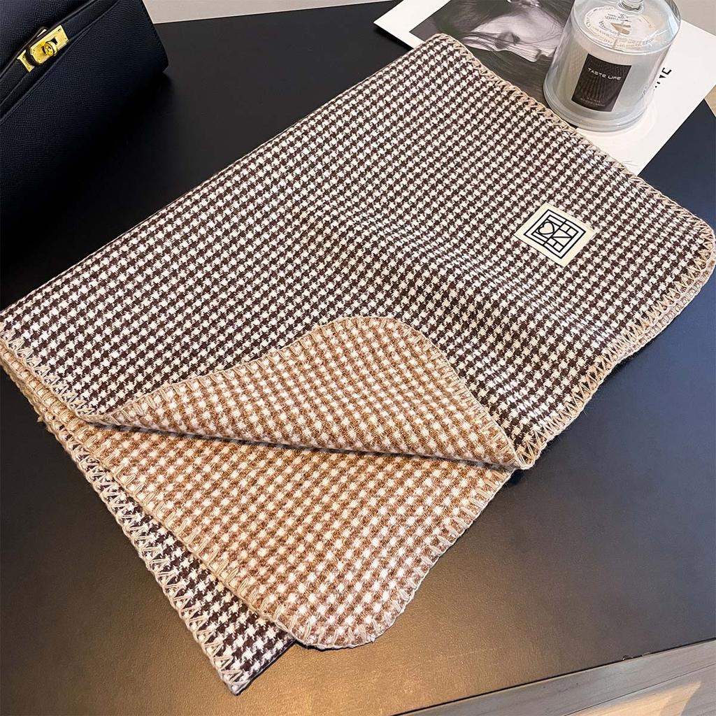 Houndstooth Long Scarf Winter Thick Warm Imitation Cashmere Bandana Shawl Wrap Scarves Travel Cape Designer Clothes Women Luxury