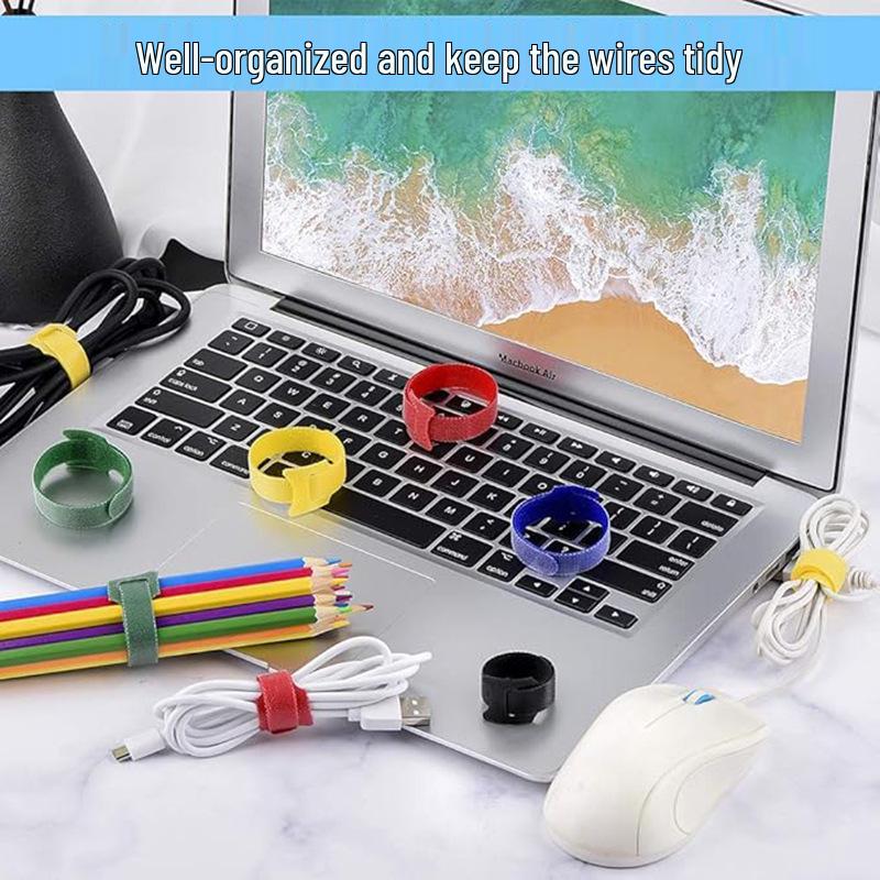Nylon Cable Organizer: Self-Adhesive Strap for Power Cords with T-Shaped Hook and Loop Design