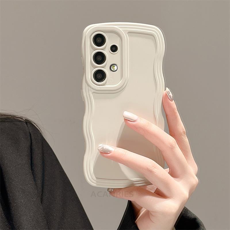 

A 53 52s 32 Curly Wavy Liquid Silicone Case For Samsung Galaxy A52 A53 A13 A23 A54 A14 A73 A33 A72 A32 4g 5g Protect Soft Cover s23 plus