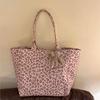 Hot Girl Sweet Cute Pink Leopard Handbag Women Large Capacity Canvas Shoulder Bag Ladies Everyday Commute Versatile Underarm Bag