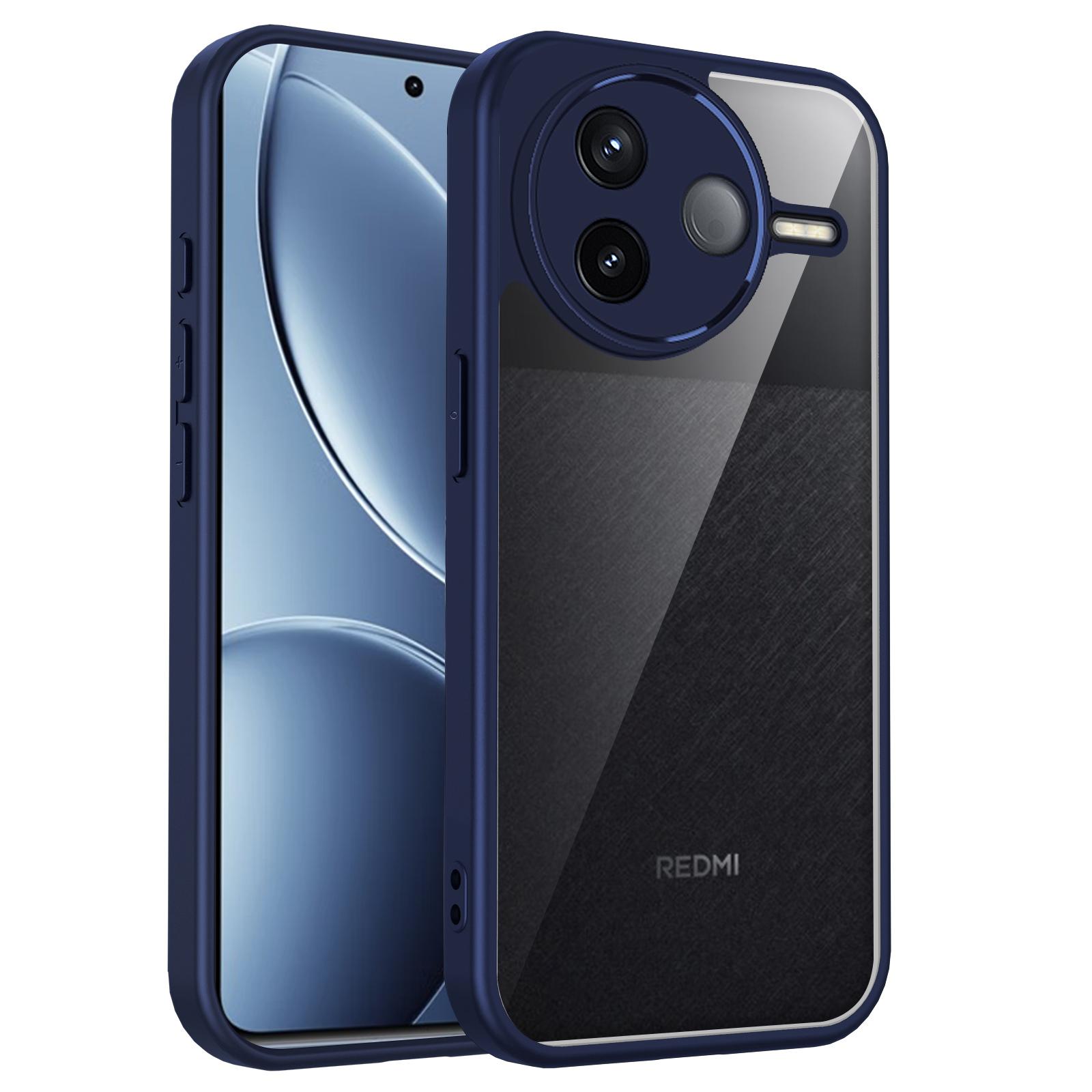 

For Xiaomi Poco F7 Pro 5G Case Air Cushion Shockproof Silicone Bumper Clear Matte Back Cover Hard Phone Case for Poco F7Pro 2025 Pc + tpu&Poco F7 Pro синій