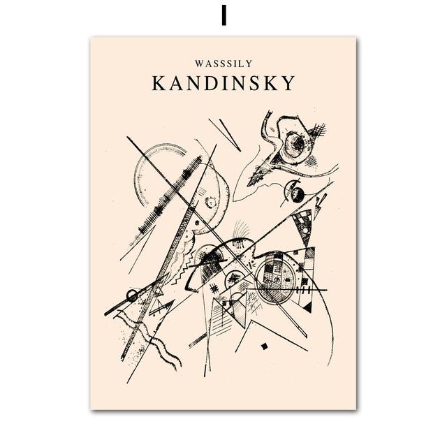 Geometry Lines Cat Works Posters and Prints Vintage Kandinsky Abstract Wall Art Picture Canvas Painting Living Room Home Decor
