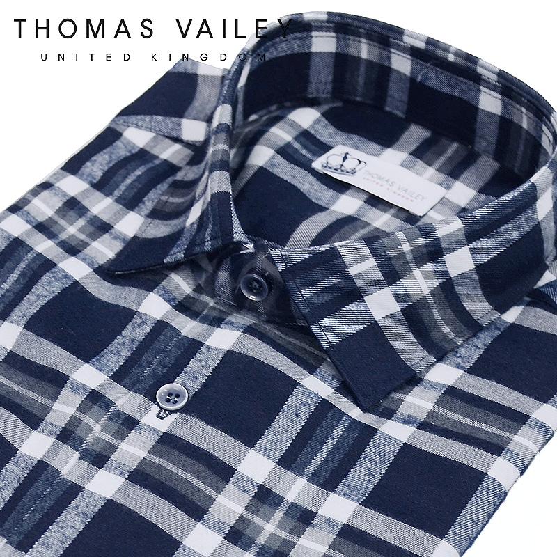 Thomas Bailey Brushed Check Shirt Navy 226 Navy/100