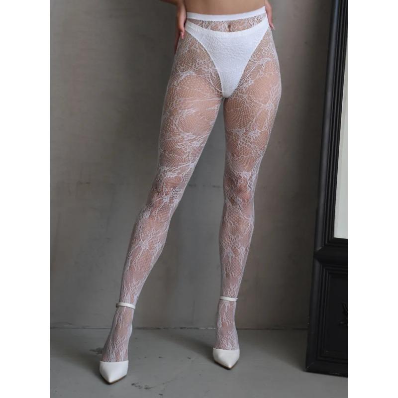 

Kave Lace Mesh Pantyhose Stocking 1 Piece Women Black White Wine Red Floral Romantic Hollow Out Lady Sexy Fashion Fishnet Tights One Size
