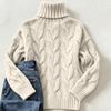 Women's Cable Knit Turtleneck Long Sleeve Sweater Color Casual Comfortable Top