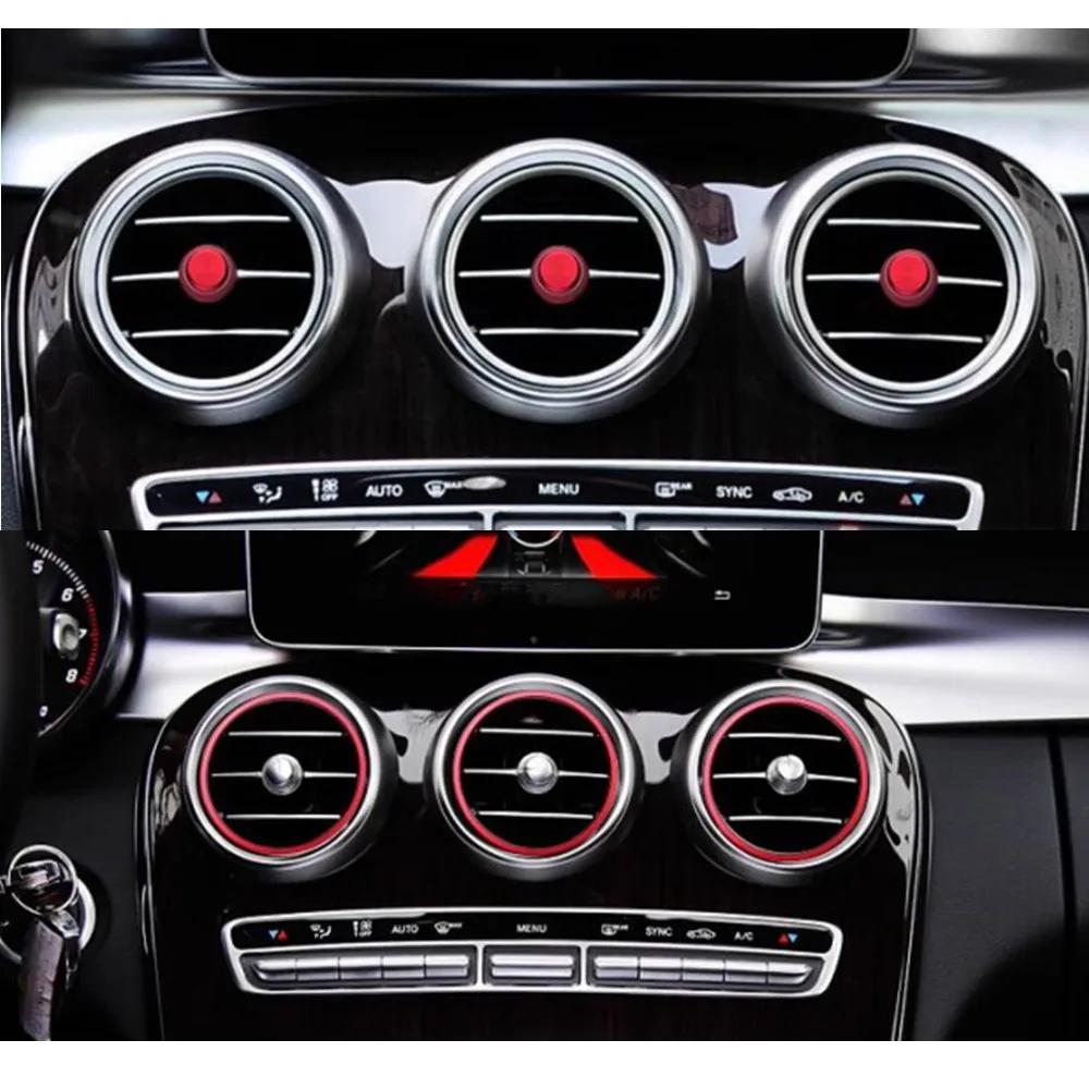 2025 Hot Racing Grills Alloy Car Central Air Conditioning Vent Outlet Ring Trim Cover Stickers For Mercedes Benz C GLC Class W20