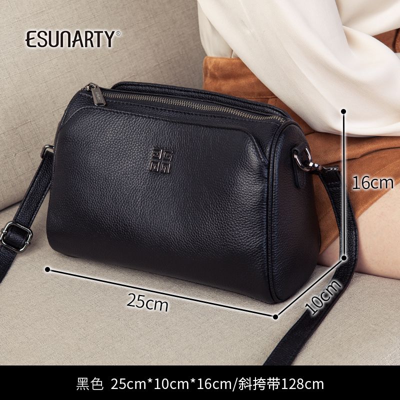 

Women s Cowhide Multi-Layer Shoulder Work Clothing Crossbody Bag Black