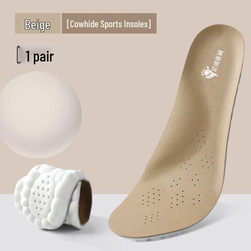 4D Cloud Insole: High Elastic Shock-Absorbing Sports Insole with Genuine Cowhide, Comfortable Massage, Sweat-Absorbing, and Breathable Design.
