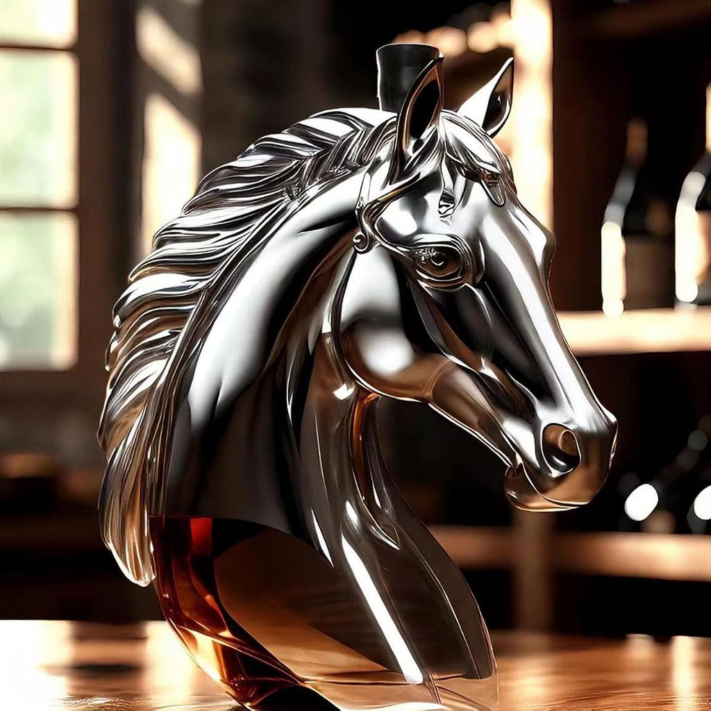 Botella de Whisky de Vidrio con Forma de Cabeza de Caballo Caprichosa Decantador de Animales Contenedor de Alcoholes Accesorios Divertidos para Beber Botella de Whisky Divertida con Forma de Cabeza de Caballo