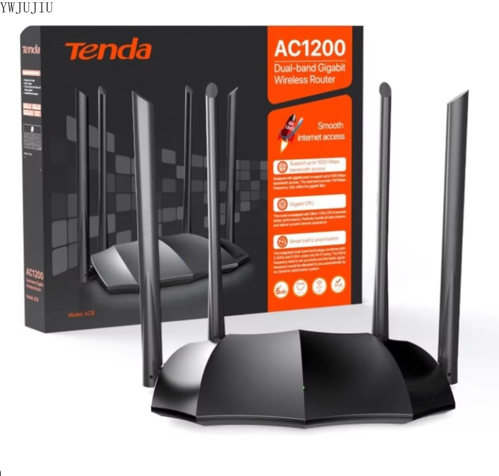 Tenda AC8 5.0 AC1200 Dual-band Gigabit Wireless Router WiFi Support IPV6 Home Coverage Dual Band Smart APP Router 1200mbps