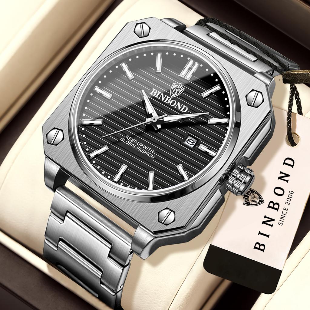 BINBOND Orginal Luxury Quartz Wristwatches For Men Luminous Waterproof Auto Date Men's Watch Casual Reloj Gift For Him