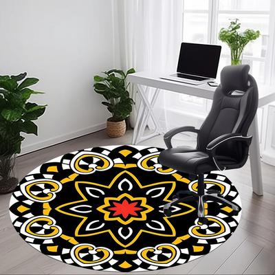 1pc Mandala Pattern Carpet, Round Non Slip Durable Large Size Office Carpet, Suitable for Office