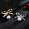 Elegant Simple Bow Brooches For Women Bowknot Pin Pearl Pendant Safety Lapel Pins Wedding Jewelry Body Accessories Creative Gift