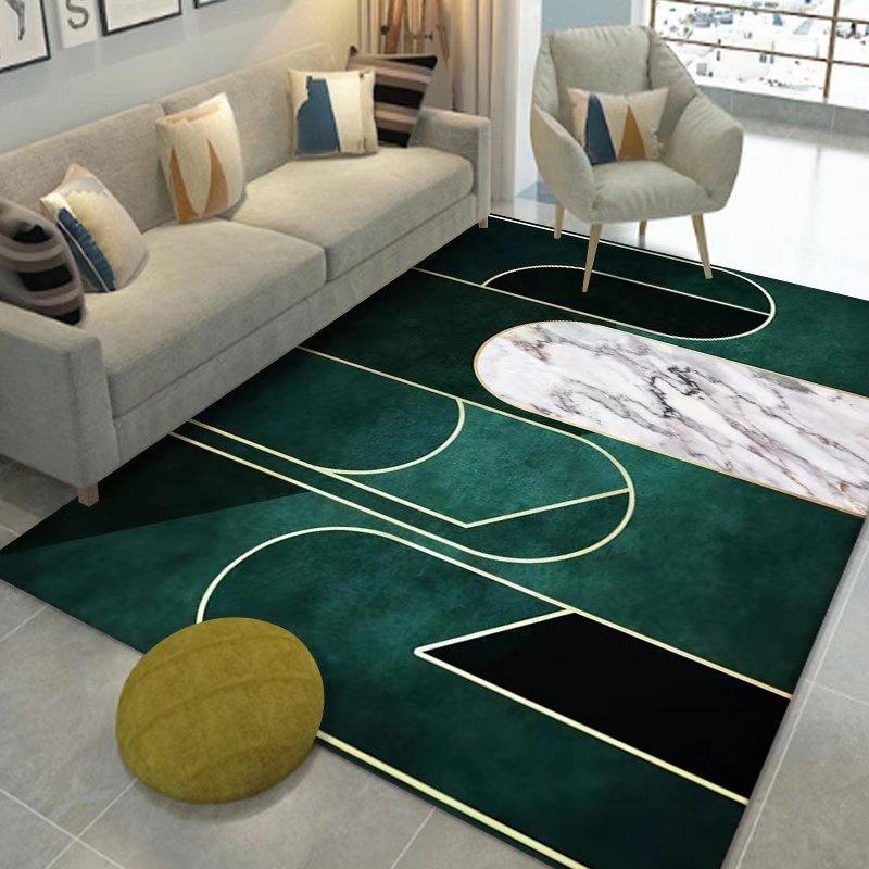 Tappeti Moderni Geometrici di Lusso per Soggiorno Decorazione Casa Tappeti Dorati Verdi per Camera da Letto Lavabile Morbido Tappeto di Grande Area Comodino