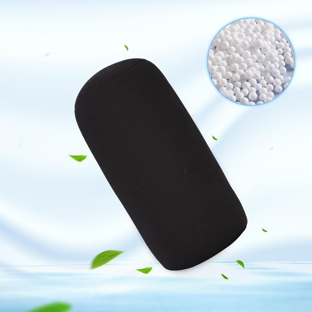 Micro Mini Microbead Cushion Roll Pillow Travel Home Seat Sleeping Neck Support Black