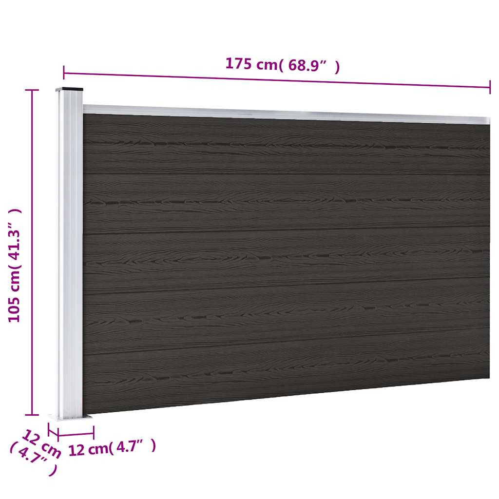 WPC Fence Panel 175 X 105 Cm Black