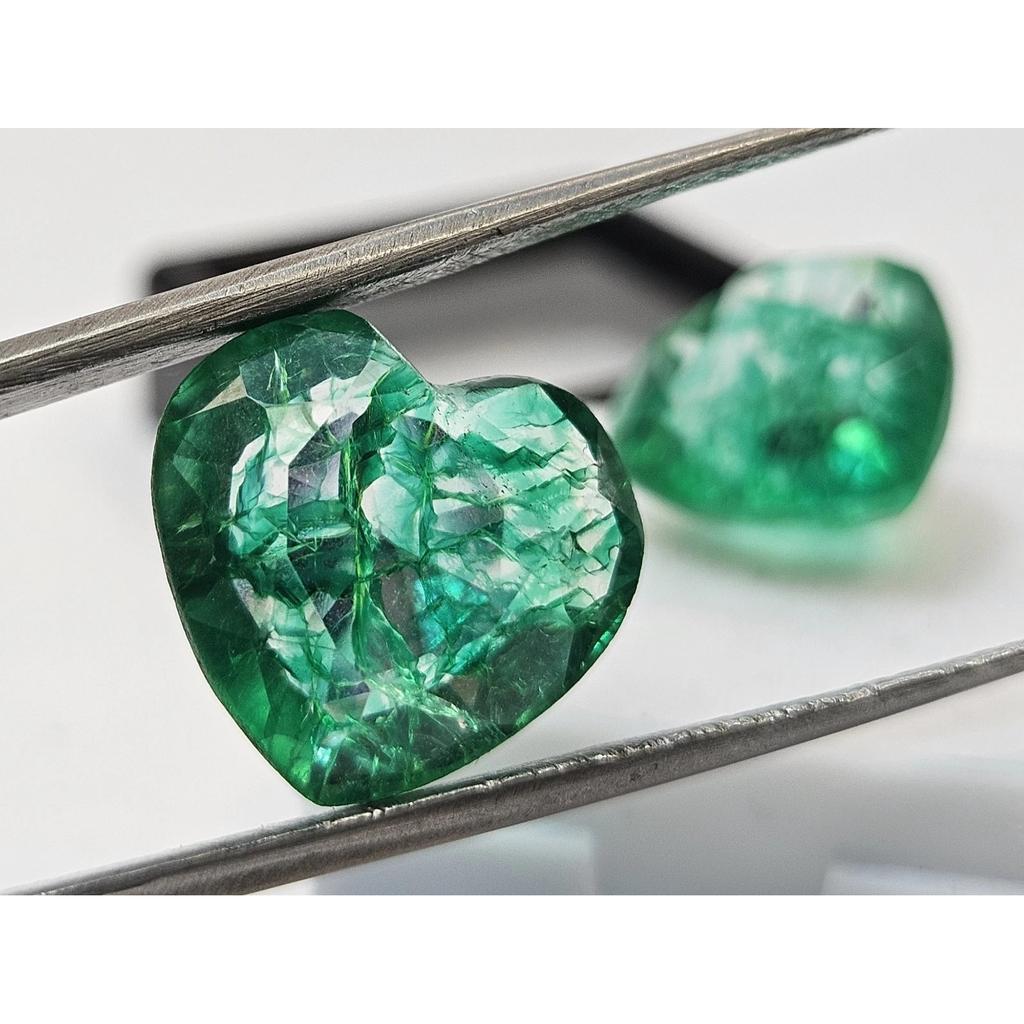 Natural Emerald Colombian Green Heart Cut 20+ Ct Pair Fabulous Loose Gemstone