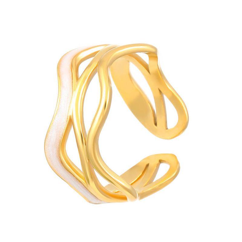 Bohemian Oil Drip Gradient Vintage Layered Titanium Steel Ring European and American Ins Style Geometric Open Stainless Steel Ring