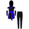 Costume Cosplay Ninja Unisex per Bambini Top con Cappuccio Stampa Drago Ampia Fascia Fondo Spaccato Set Guanti Pantaloni