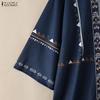 ZANZEA Womens Casual Open Front V-Neck 3/4 Sleeve Beach Cover Up Cardigan Blouse