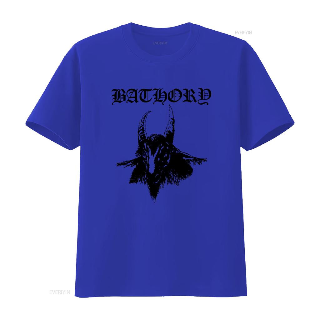 BATHORY Tričko s potiskem kozí hlavy Velikosti S M L XL XXL Barvy Bílá Šedá vintage Vyprané Lehce prodyšné Unisex designové oblečení