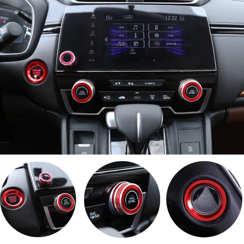 Thenice for CR-V Air Conditioning Knob Cover Vol Button AC Switch Temperature Climate Control Engine Start/Stop Rings for Honda CRV 2017 2018 2019 2020 Thenice for CR-V Air Conditioning Knob Cover Vol Button AC Switch Temperature Climate Control Engine Start/Stop Rings for Honda CRV 2017 2018 2019 2020